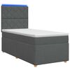 vidaXL Cama de muelles con LED y colch&oacute;n Gris oscuro 90 x 190 cm Tela
