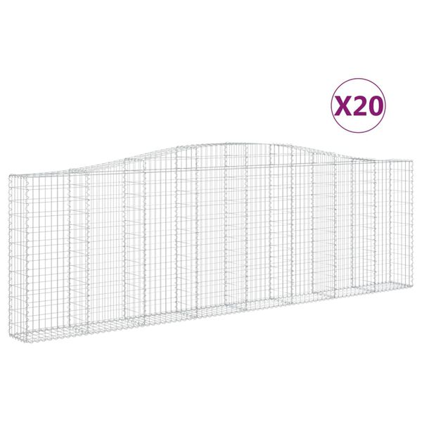 vidaXL Cestas de gaviones 20 uds forma de arco hierro 400x30x120/140cm