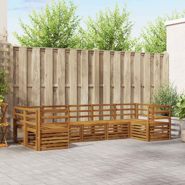 vidaXL Juegos de sof&aacute;s 7 pcs Natural Madera de Acacia S&oacute;lida