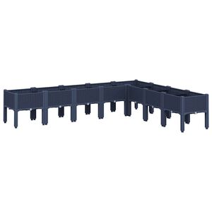 vidaXL Jardinera con patas PP azul gris 200x160x42 cm