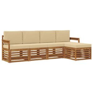 vidaXL Juegos de sof&aacute;s 5 pcs Natural y Beige Madera de Acacia S&oacute;lida