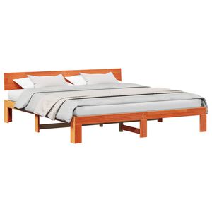 vidaXL Estructura de cama con cabecera Marr&oacute;n cera 200 x 200 cm