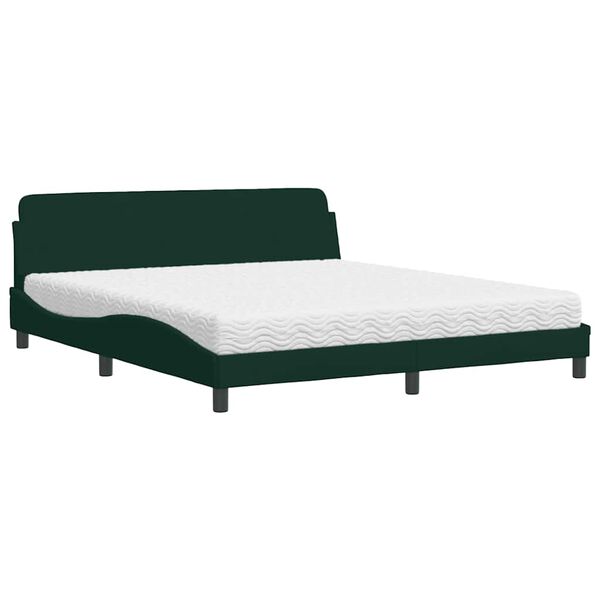 vidaXL Cama con colch&oacute;n Dover terciopelo verde oscuro 180x200 cm