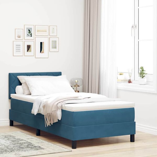 vidaXL Cama tipo Box Spring Azul Oscuro 100 x 200 cm Terciopelo