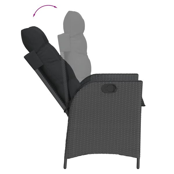 vidaXL Set de comedor de jard&iacute;n 7 pzas y cojines rat&aacute;n sint&eacute;tico negro