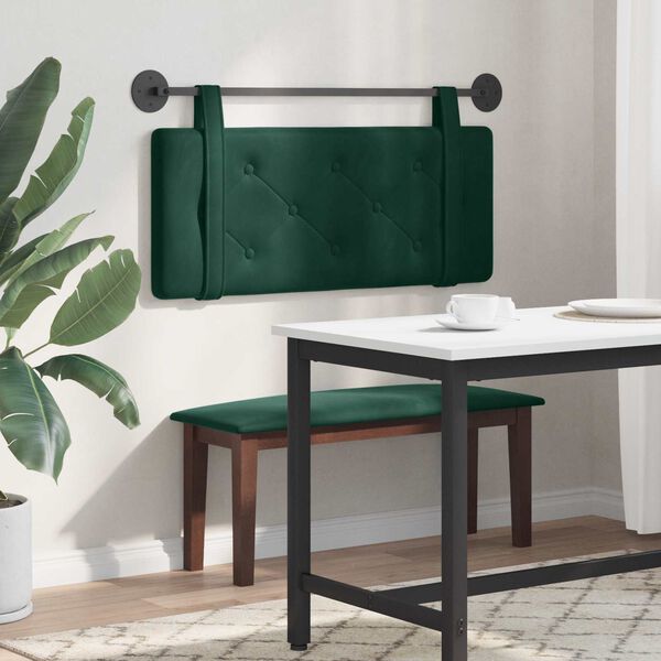 vidaXL Cabecera Colgante Verde oscuro 110 x 55 x 5 cm Terciopelo