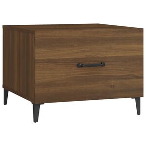 vidaXL Mesa de centro con patas de metal marr&oacute;n roble 50x50x40 cm
