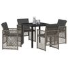 vidaXL Conjunto de Comedor de Jard&iacute;n 5 pcs Gris rat&aacute;n sint&eacute;tico