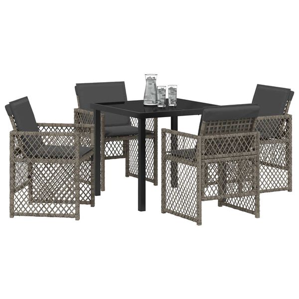 vidaXL Conjunto de Comedor de Jard&iacute;n 5 pcs Gris rat&aacute;n sint&eacute;tico