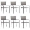 vidaXL Juego de comedor de jard&iacute;n 7 piezas rat&aacute;n sint&eacute;tico gris