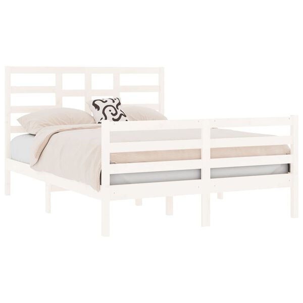 vidaXL Estructura de cama sin colch&oacute;n madera maciza blanco 120x190 cm
