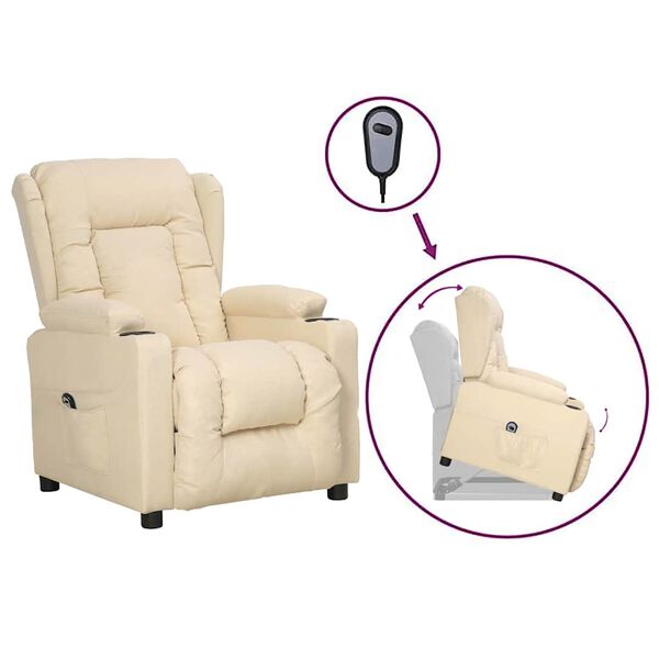 vidaXL Sill&oacute;n elevable tela crema