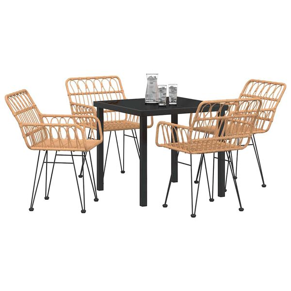 vidaXL Conjunto de Comedor de Jard&iacute;n 5 pcs Marr&oacute;n
