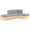 vidaXL Juego de muebles de jard&iacute;n 4 pzas y cojines madera maciza pino