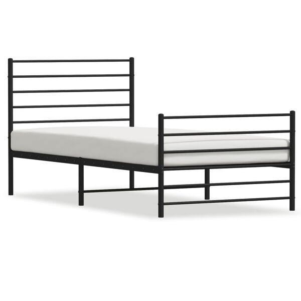 vidaXL Estructura cama sin colchón con estribo metal negro 80x200 cm