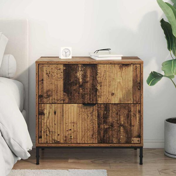 vidaXL Mesa de Noche con caj&oacute;n Madera vieja 63.5 x 36 x 61 cm
