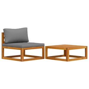 vidaXL Set de sof&aacute; de jard&iacute;n 2 pzas con coj&iacute;n madera maciza de acacia