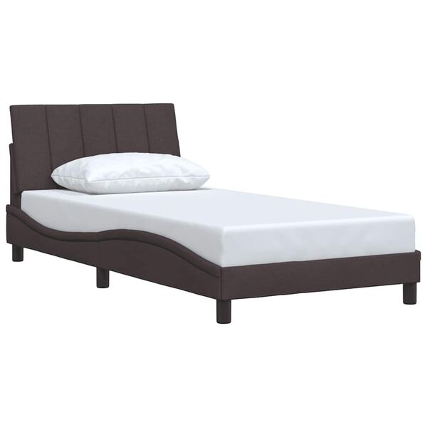 vidaXL Estructura de cama sin colch&oacute;n Hanko tela marr&oacute;n oscuro 100x200 cm