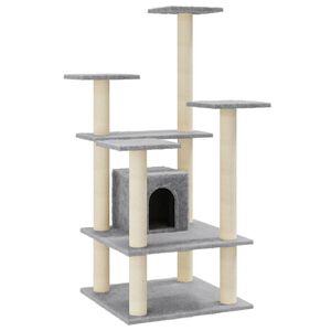 vidaXL Rascador para gatos con postes de sisal gris claro 110 cm