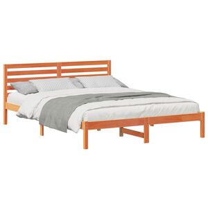 vidaXL Estructura de cama con cabecera Marr&oacute;n cera 160 x 220 cm