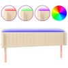 vidaXL Cabecero con LED de tela crema 203x16x78/88 cm