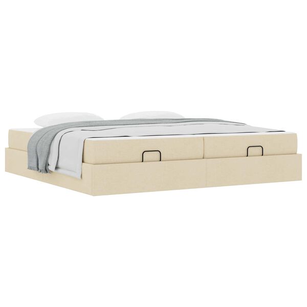 vidaXL Estructura de cama con colch&oacute;n con colch&oacute;n 2 pcs Crema tela