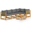 vidaXL Muebles de jard&iacute;n 6 pzas cojines madera maciza de acacia