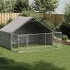 vidaXL Caseta perros exterior con corral 3x3x1,9 m acero galvanizado