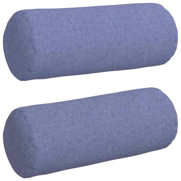 vidaXL Cojines Bolster 2 pcs Azul jeans &Oslash; 15 x 40 cm tela