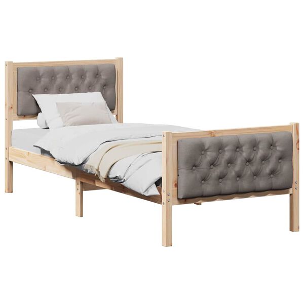 vidaXL Estructura de cama Taup&eacute; 75 x 190 cm Madera de pino macizo