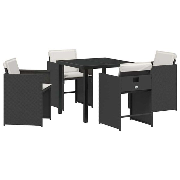 vidaXL Conjunto de Comedor de Jard&iacute;n 5 pcs Negro rat&aacute;n sint&eacute;tico