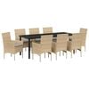 vidaXL Conjunto de Comedor de Jard&iacute;n 9 pcs Beige rat&aacute;n sint&eacute;tico