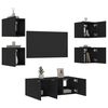vidaXL Muebles de TV de pared con LED 6 pzas madera ingenier&iacute;a negro