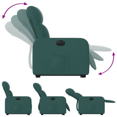 vidaXL Sillón eléctrico reclinable elevable de tela verde oscuro