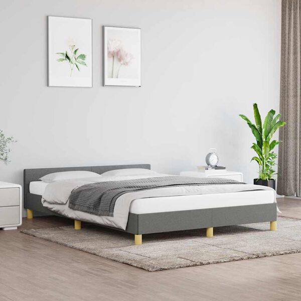 vidaXL Cama sin colchón tela gris oscuro 140x190 cm