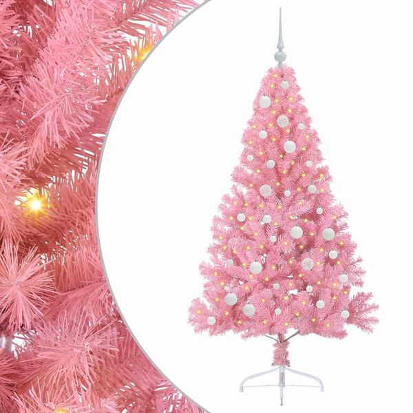 vidaXL &Aacute;rbol de Navidad Artificial Preiluminado Rosa 150 cm PVC