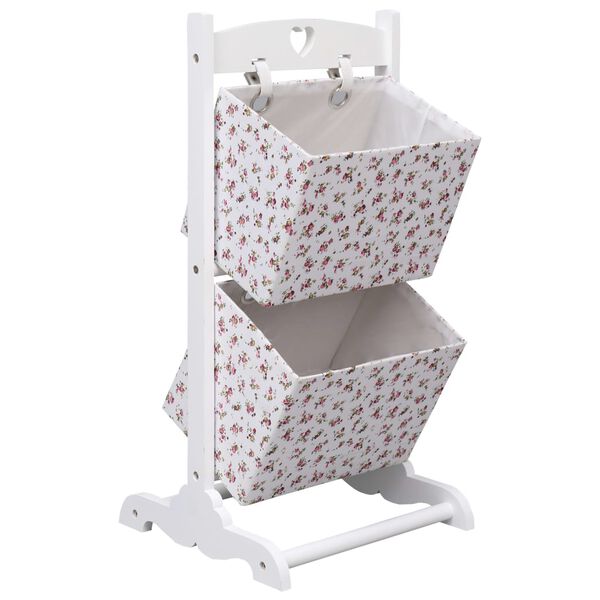 vidaXL Cesta de almacenaje de 2 piezas madera flores 35x35x72 cm