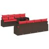 vidaXL Conjunto de sof&aacute; de jard&iacute;n 9 pcs Marr&oacute;n Rattan de Poli&eacute;ster
