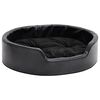 vidaXL Cama para perros felpa y cuero sint&eacute;tico negra 69x59x19 cm