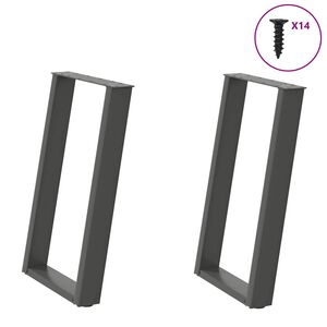 vidaXL Patas para mesa de comedor en forma de U (2 unidades), antracita, 60 x (72-73) cm, acero