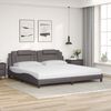 vidaXL Cama Viana con colch&oacute;n cuero sint&eacute;tico gris 200x200 cm
