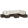 vidaXL Conjunto de sof&aacute; de jard&iacute;n 9 pcs Marr&oacute;n rat&aacute;n sint&eacute;tico