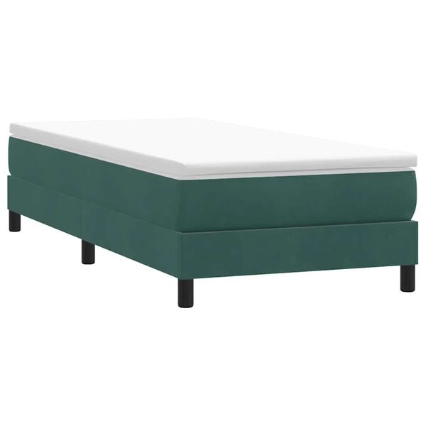 vidaXL Cama box spring sin colchón verde oscuro terciopelo 90x220 cm
