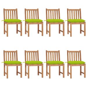 vidaXL Sillas de jard&iacute;n 8 unidades madera maciza de teca con cojines