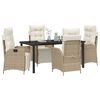 vidaXL Conjunto de Comedor de Jard&iacute;n 5 pcs Beige rat&aacute;n sint&eacute;tico