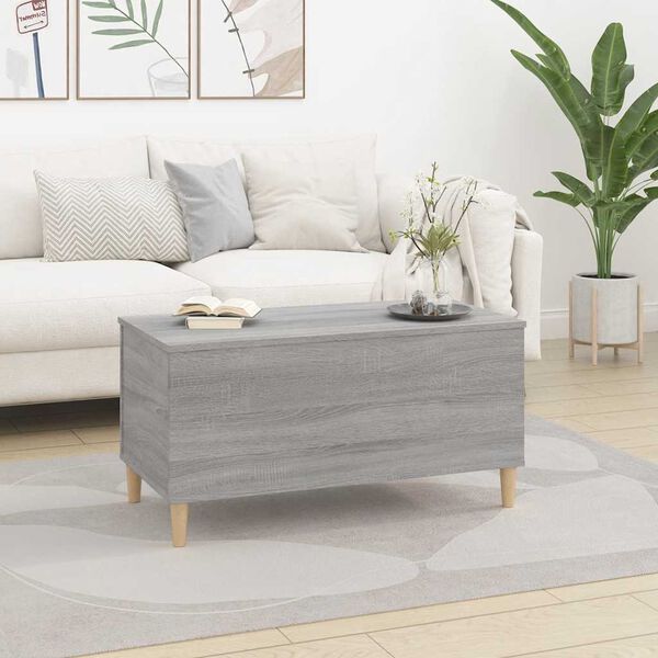 vidaXL Mesa de centro madera contrachapada gris Sonoma 90x44,5x45 cm