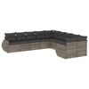 vidaXL Set de sof&aacute;s de jard&iacute;n 10 pzas con cojines rat&aacute;n sint&eacute;tico gris