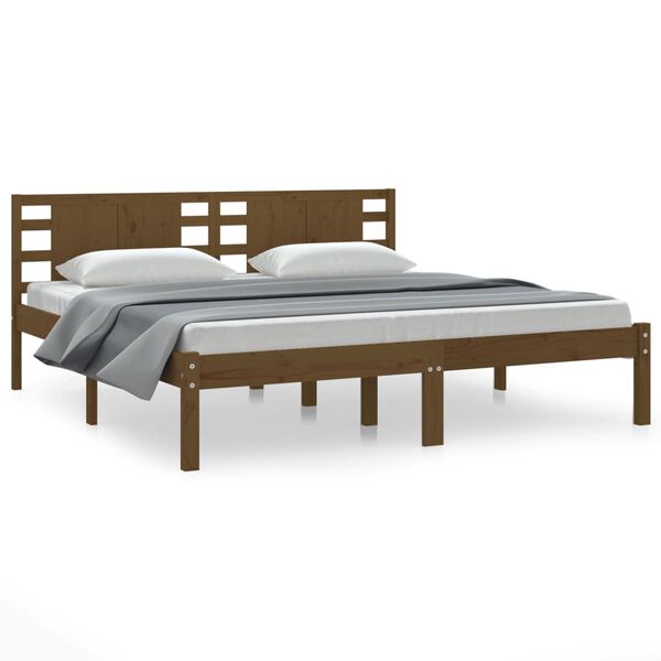 vidaXL Estructura de cama madera maciza de pino marr&oacute;n miel 200x200 cm