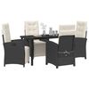 vidaXL Conjunto de Comedor de Jard&iacute;n 5 pcs Negro rat&aacute;n sint&eacute;tico