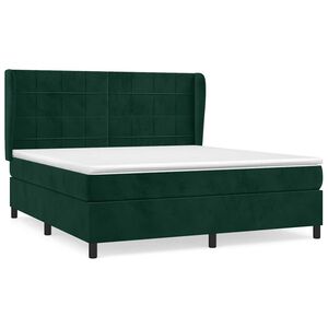 vidaXL Cama box spring con colch&oacute;n terciopelo verde oscuro 160x200 cm